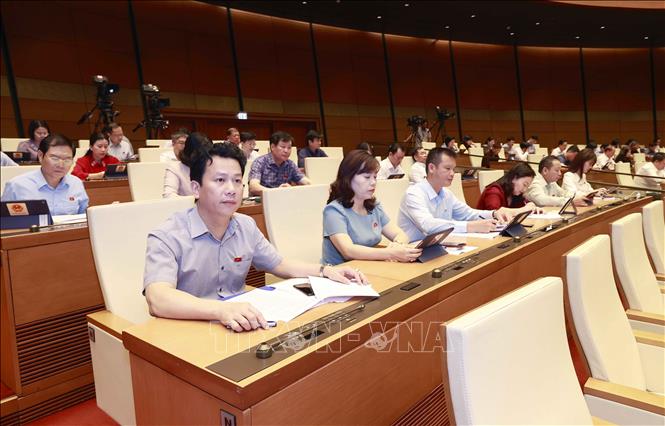 Đoàn đại biểu Quốc hội tỉnh Hà Giang dự phiên họp. Ảnh: Doãn Tấn - TTXVN
