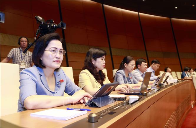 Đoàn đại biểu Quốc hội tỉnh Quảng Ninh dự phiên họp. Ảnh: Doãn Tấn - TTXVN