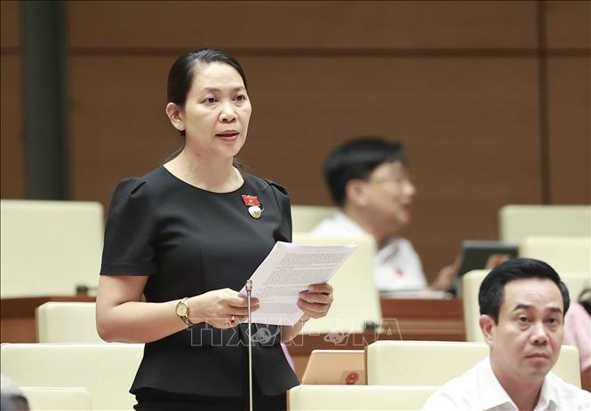 Đại biểu Quốc hội tỉnh Quảng Ngãi Huỳnh Thị Ánh Sương phát biểu. Ảnh: Doãn Tấn - TTXVN