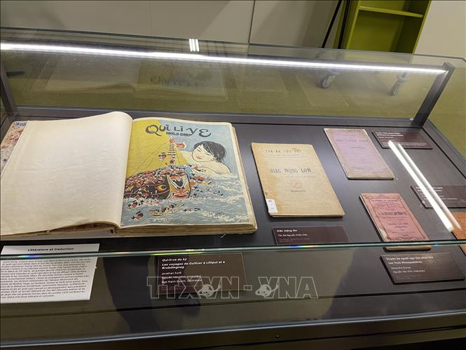 Old Vietnamese publications in Chu Quoc ngu (romanised Vietnamese script) on display at the University Library of Languages and Civilisations. VNA Photo: Thu Hà
