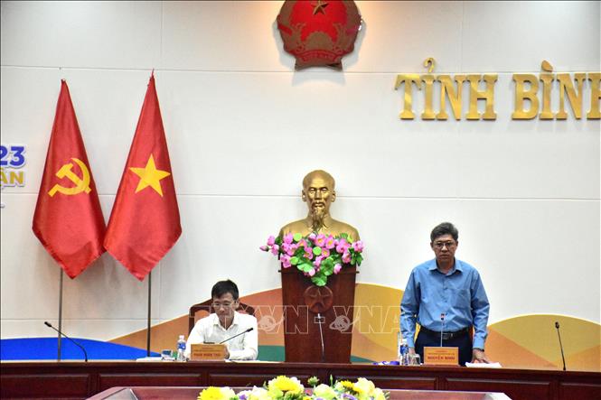 Trong ảnh: Phó Chủ tịch UBND tỉnh Bình Thuận Nguyễn Minh phát biểu chỉ đạo tại Hội nghị. Ảnh: Hồng Hiếu- TTXVN 