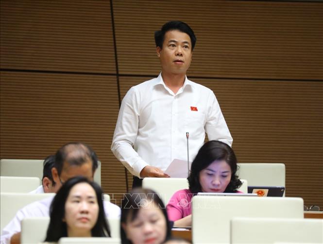 Đại biểu Quốc hội tỉnh Lai Châu Hoàng Quốc Khánh phát biểu. Ảnh: Văn Điệp - TTXVN
