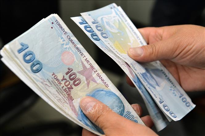 Kiểm đồng Lira tại một văn phòng giao dịch ngoại hối ở Ankara, Thổ Nhĩ Kỳ, ngày 31/5/2023. Ảnh: THX/TTXVN