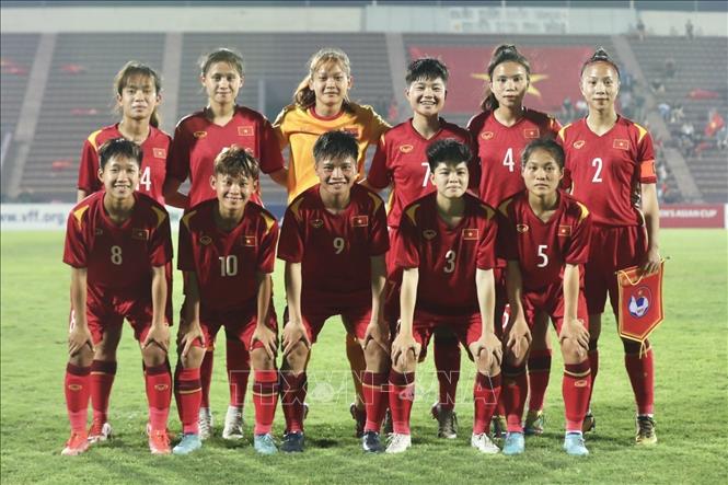 Đội hình ra sân của đội tuyển U20 nữ Việt Nam. Ảnh: Minh Quyết - TTXVN