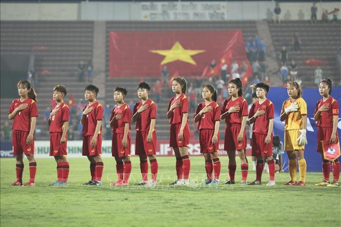 Các nữ cầu thủ U20 Việt Nam. Ảnh: Minh Quyết - TTXVN
