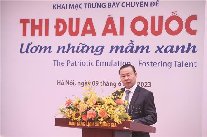 Giám đốc Bảo tàng Lịch sử quốc gia Nguyễn Văn Đoàn phát biểu khai mạc. Ảnh: Minh Quyết - TTXVN