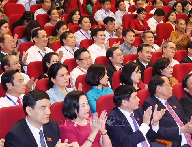 Các đại biểu tham dự Lễ trao Giải báo chí toàn quốc về Quốc hội và Hội đồng nhân dân (Giải Diên Hồng) lần thứ nhất - năm 2023. Ảnh: Thống Nhất – TTXVN