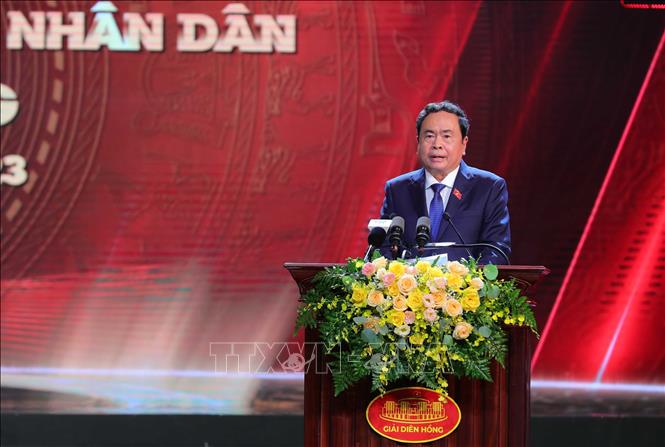 Phó Chủ tịch Thường trực Quốc hội Trần Thanh Mẫn - Trưởng Ban Chỉ đạo Giải Báo chí toàn quốc về Quốc hội và Hội đồng nhân dân phát động giải Diên Hồng lần thứ hai - năm  2024. Ảnh: Hoàng Hiếu – TTXVN 