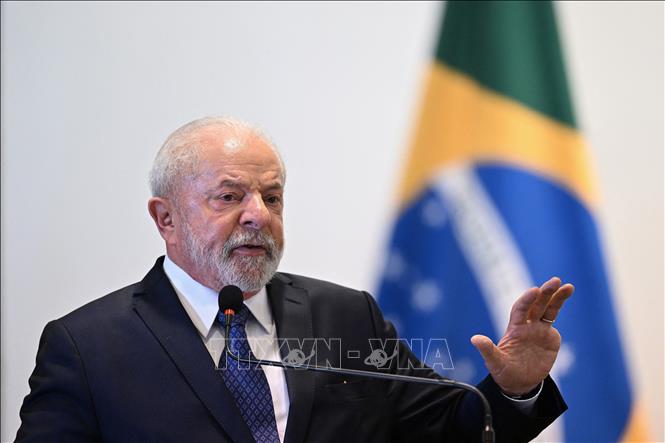 Tổng thống Luiz Inacio Lula da Silva phát biểu tại Brasilia, Brazil. Ảnh: AFP/TTXVN