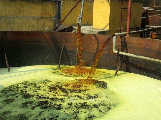 Hệ thống xử lý chất thải của một Cơ sở sản xuất, chế biến lâm sản của Công ty TNHH Tân Thái Thanh dọc sông Mã, thuộc huyện miền núi Bá Thước, Thanh Hóa đã được nâng cấp, khắc phục để hoạt động trở lại. Ảnh: Nguyễn Nam-TTXVN