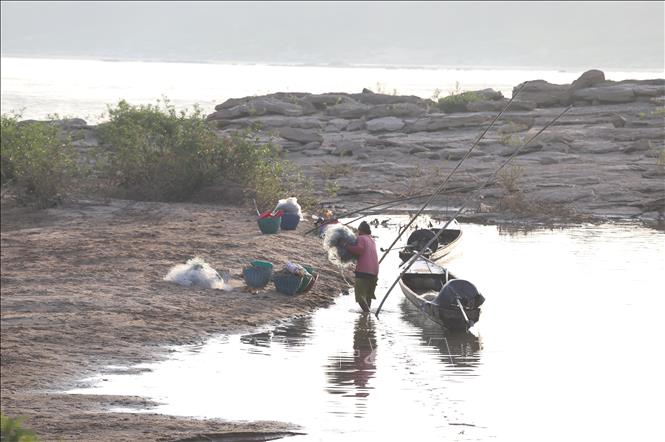 Hạn hán ảnh hưởng đến kế sinh nhai của ngư dân. Ảnh: Huy Tiến – P/v TTXVN tại Thái Lan