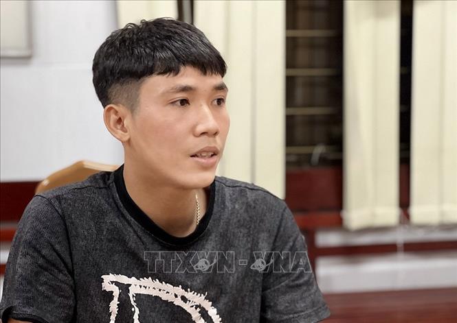 Trong ảnh: Đối tượng Trần Ngọc Diệp tại cơ quan điều tra. Ảnh: TTXVN phát
