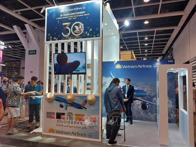 National flag carrier Vietnam Airlines participates in the Hong Kong International Travel Expo (ITE-2023) in Hong Kong (China) from June 15-18. VNA Photo: Mạc Luyện