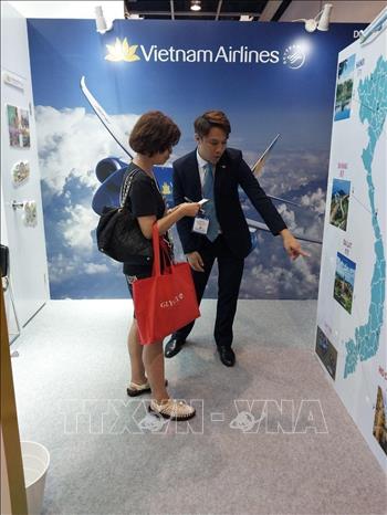 National flag carrier Vietnam Airlines participates in the Hong Kong International Travel Expo (ITE-2023) in Hong Kong (China) from June 15-18. VNA Photo: Mạc Luyện