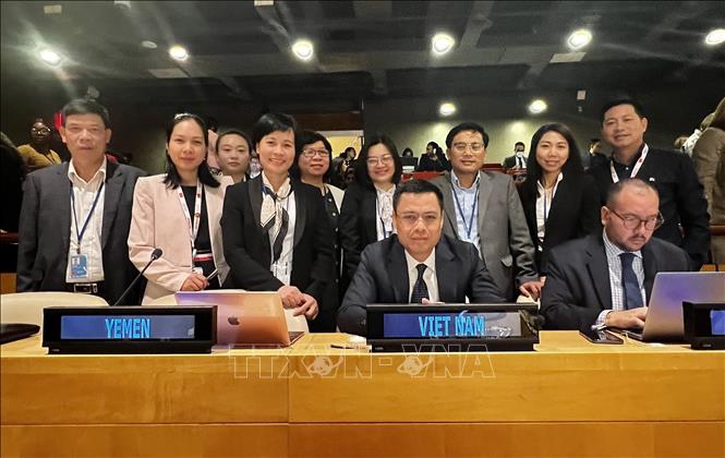 Đoàn liên ngành Việt Nam tham dự hội nghị. Ảnh: TTXVN phát