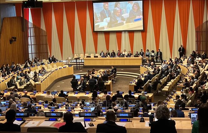 Tổng thư ký LHQ Antonio Guterres phát biểu tại hội nghị. Ảnh: Thanh Tuấn - PV TTXVN tại LHQ
