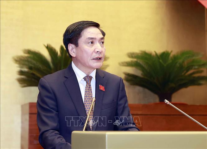 Tổng thư ký Quốc hội, Chủ nhiệm Văn phòng Quốc hội Bùi Văn Cường phát biểu. Ảnh: Doãn Tấn - TTXVN