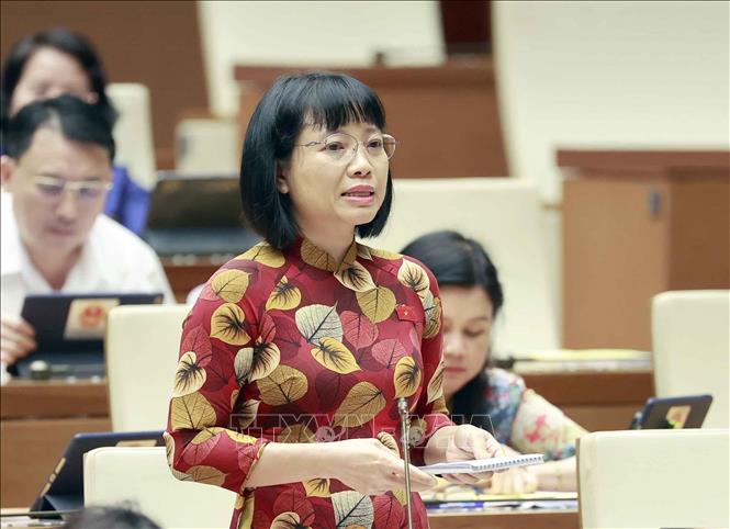 Đại biểu Quốc hội tỉnh Hải Dương Nguyễn Thị Việt Nga phát biểu ý kiến. Ảnh: Doãn Tấn - TTXVN