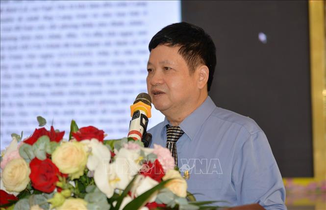 Tiến sĩ Nguyễn Văn Cường, nguyên Giám đốc Bảo tàng Lịch sử Quốc gia Việt Nam, Phó Chủ tịch Hội Khảo cổ học Việt Nam phát biểu tại Hội thảo. Ảnh: Anh Tuấn – TTXVN