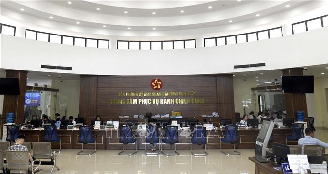 Trung tâm Phục vụ hành chính công và Kiểm soát thủ tục hành chính tỉnh Hưng Yên. Ảnh: Đinh Văn Nhiều-TTXVN