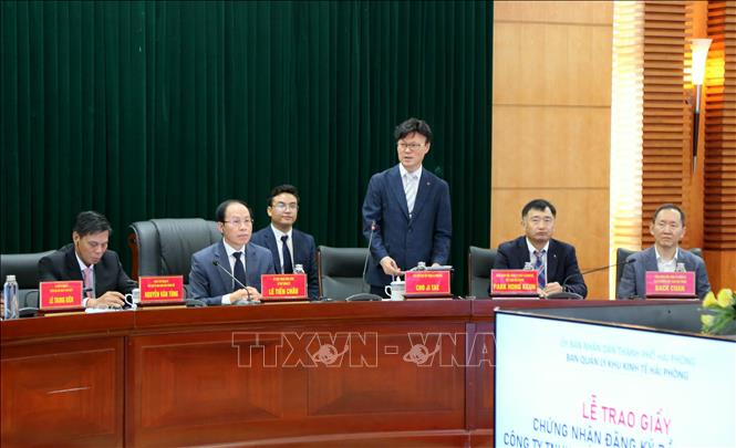 Phó Chủ tịch Tập đoàn LG Innotek Cho Ji Tae đánh giá cao môi trường đầu tư tại Hải Phòng. Ảnh: Minh Thu - TTXVN