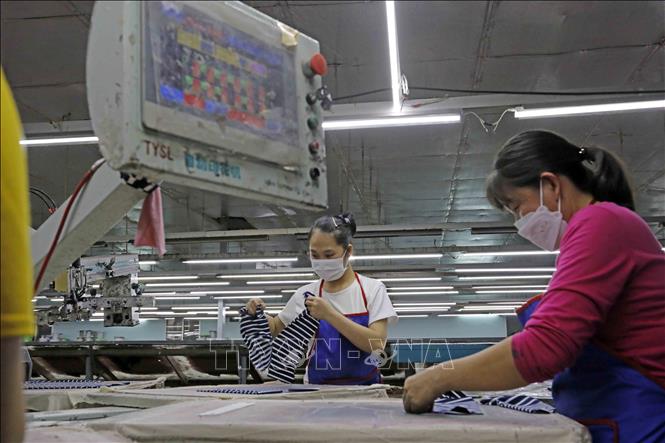 A production line of the An Phu Printing and Garment Co. Ltd in Yen My district, northern Hung Yen province. VNA Photo: Trần Việt