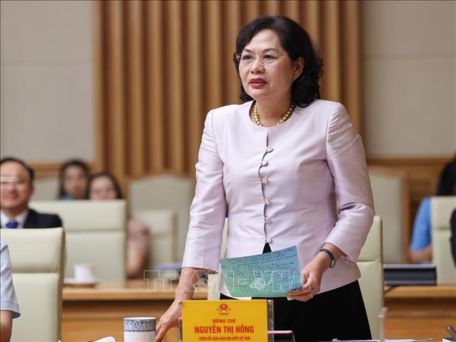 Thống đốc Ngân hàng Nhà nước Việt Nam Nguyễn Thị Hồng phát biểu. Ảnh: Dương Giang-TTXVN
