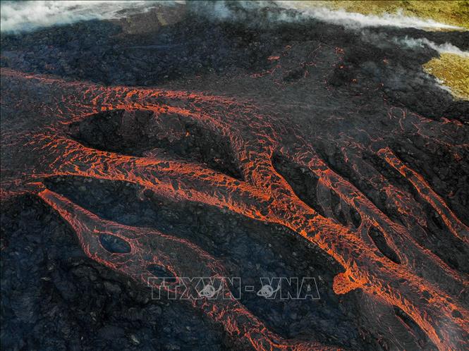 Núi lửa phun trào gần thủ đô Reykjavik, Iceland ngày 10/7/2023. Ảnh: AFP/TTXVN