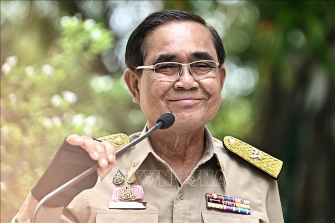 Thủ tướng Thái Lan Prayut Chan-O-Cha trong cuộc họp báo tại Bangkok, ngày 20/3/2023. Ảnh: AFP/TTXVN