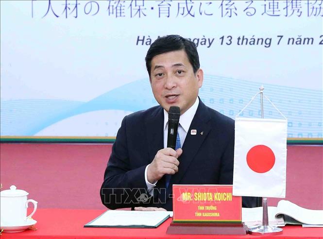 Trong ảnh: Thống đốc tỉnh Kagoshima (Nhật Bản) Shiota Koichi phát biểu. Ảnh: Phạm Kiên - TTXVN