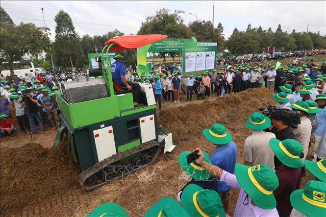 Trình diễn thiết bị công nghệ trong thu gom, xử lý và sử dụng rơm rạ ...