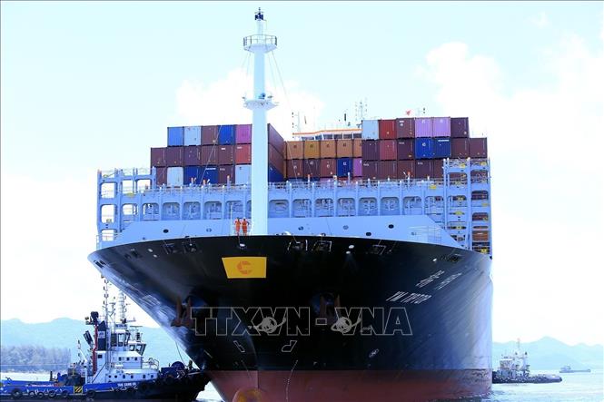 Các cầu tàu ở Hải Phòng bảo đảm an toàn với độ sâu trước bến thiết kế từ -7,5 m đến -9,4m, thuận lợi cho các tàu có trọng tải lớn ra vào bốc, dỡ hàng hóa. Ảnh: Tuấn Anh - TTXVN