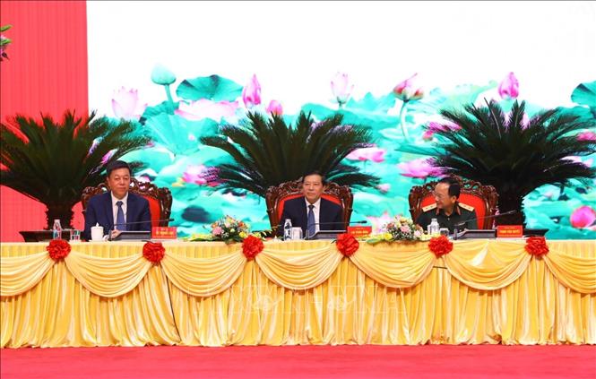 Các đại biểu chủ trì buổi lễ. Ảnh: Văn Điệp - TTXVN
