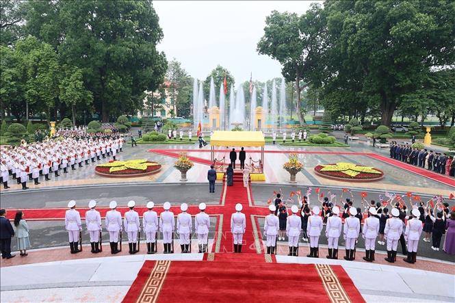 A view of the welcome ceremony. VNA Photo: Dương Giang