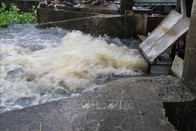 Trong ảnh: Các trạm bơm điện tiêu thoát nước trên đồng ruộng. Ảnh: Nguyễn Hằng - TTXVN