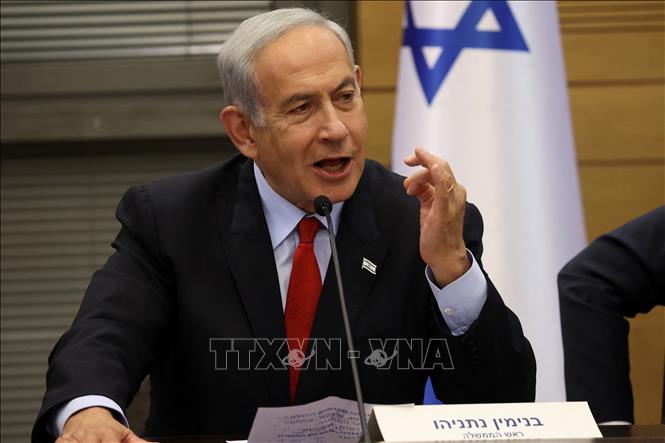 (tư liệu) Thủ tướng Israel Benjamin Netanyahu phát biểu tại cuộc họp ở Jerusalem, ngày 23/5/2023. Ảnh: AFP/TTXVN