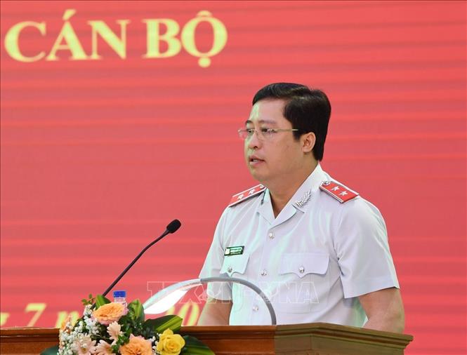 Tân Phó Tổng Thanh tra Chính phủ Dương Quốc Huy phát biểu nhận nhiệm vụ. Ảnh: TTXVN