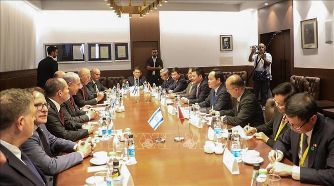 A view of the talks between Vietnamese Deputy Prime Minister Tran Luu Quang and Israeli Prime Minister Benjamin Netanyahu. VNA Photo: Văn Ứng 