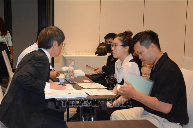Phỏng vấn tuyển dụng của các doanh nghiệp tỉnh Wakayama (Nhật Bản) đối với nhân lực tại Đà Nẵng. Ảnh: Văn Dũng-TTXVN