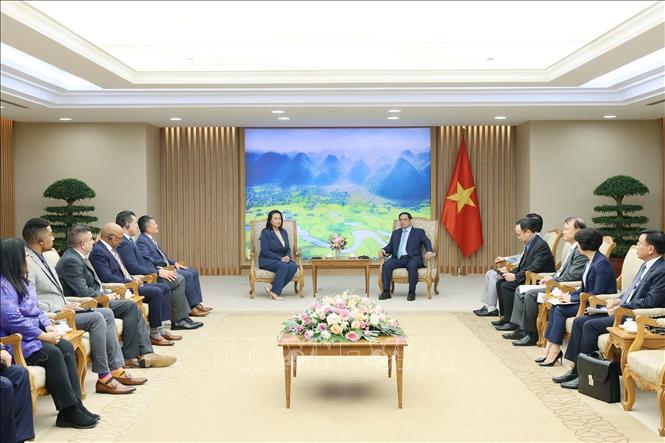 Thủ tướng Phạm Minh Chính tiếp đoàn doanh nghiệp bang California (Mỹ) do bà Sheng Thao, Thị trưởng thành phố Oakland dẫn đầu. Ảnh: Dương Giang-TTXVN