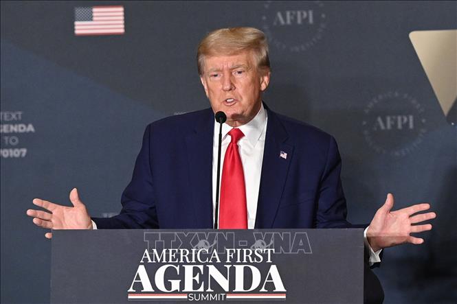 (Tư liệu) Cựu Tổng thống Mỹ Donald Trump phát biểu tại Washington, DC, ngày 26/7/2022. Ảnh: AFP/TTXVN