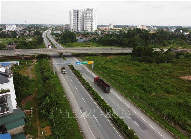 Nút giao thông Tân Long (phường Tân Long và xã Sơn Cẩm của T.P thái nguyên) với đường cao tốc Hà Nội – Thái Nguyên. Ảnh: Vũ Sinh - TTXVN
