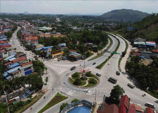 Nút giao thông điểm cuối tại km 61 + 313 quốc lộ 3 thuộc địa bàn phường Thịnh Đán, thành phố Thái Nguyên với đường cao tốc Hà Nội – Thái Nguyên. Ảnh: Vũ Sinh - TTXVN