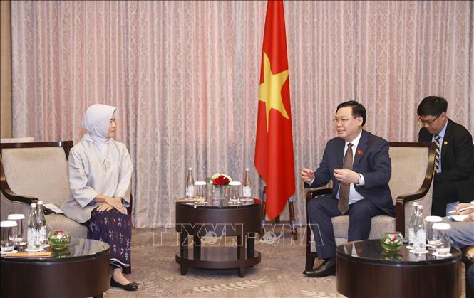NA Chairman Vuong Dinh Hue meets with Chairperson of the Audit Board of Indonesia (BPK) Isma Yatun. VNA Photo: Doãn Tấn