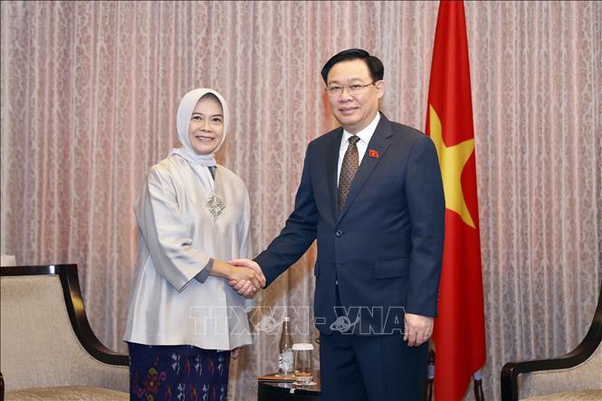 NA Chairman Vuong Dinh Hue meets with Chairperson of the Audit Board of Indonesia (BPK) Isma Yatun. VNA Photo: Doãn Tấn