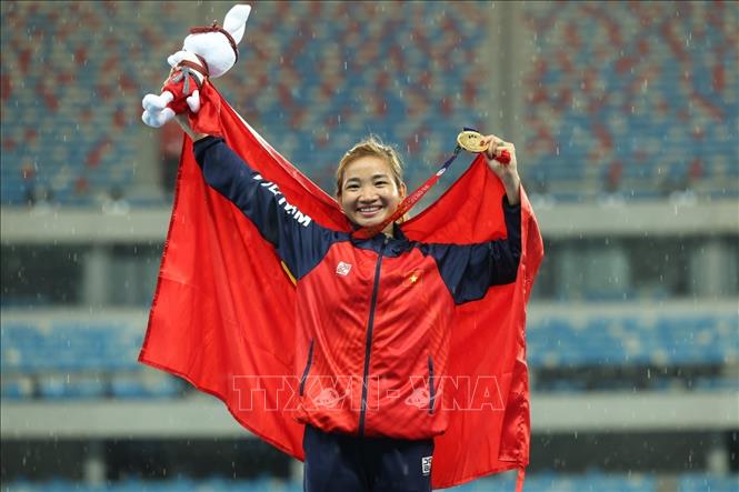 Hình ảnh Nguyễn Thị Oanh tại SEA Games 32 tạo ra sức lan tỏa về khát vọng phấn đấu, khát vọng cống hiến đến thế hệ trẻ. Ảnh: Minh Quyết - TTXVN