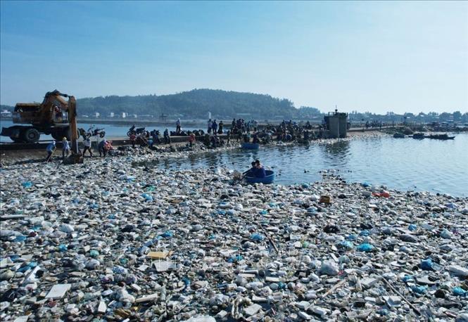 Quảng Ngãi xử lý hàng chục tấn rác thải trêm cảng cá, đầm nước mặn Sa ...