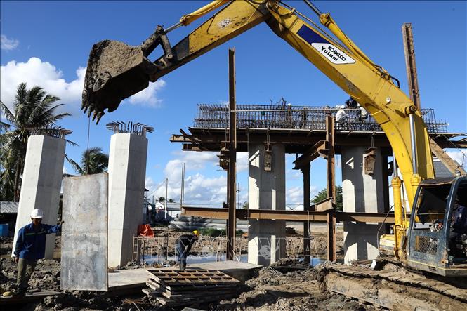 Đến trung tuần tháng 8/2023, dự án mới đạt gần 10% khối lượng xây lắp. Ảnh: Huy Hùng - TTXVN
