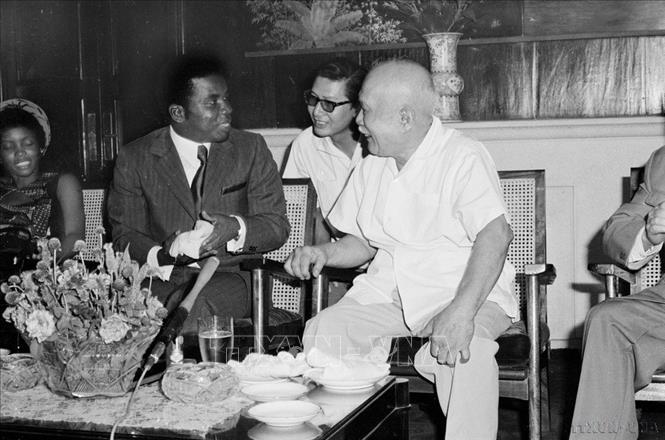 Chủ tịch Tôn Đức Thắng tiếp Tổng thống Cộng hòa Nhân dân Congo Marieng Nugaabi, ngày 4/8/1973, tại Hà Nội. Ảnh: TTXVN