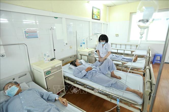 Bệnh viện đa khoa Đức Giang hiện đang điều trị cho 20 bệnh nhân mắc sốt xuất huyết. Ảnh: Minh Quyết - TTXVN